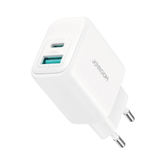 JOYROOM Vegglader USB-C og USB-A hurtiglader 20W - Hvit