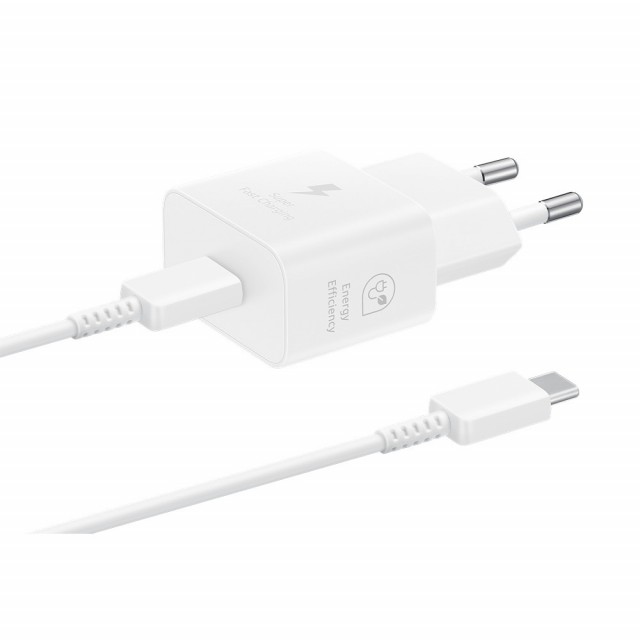 Samsung hurtiglader GaN USB-C Vegglader & USB-C Kabel 25W - Hvit