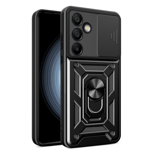 Tech-Flex TPU + PC Deksel med Ring Grep Samsung Galaxy S24 FE 5G svart